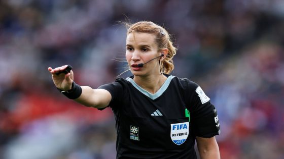 AUCKLAND, NEW ZEALAND - JULY 22: Referee Bouchra Karboubi in action during the FIFA Women's World Cup Australia & New Zealand 2023 Group E match between USA and Vietnam at Eden Park on July 22, 2023 in Auckland / Tāmaki Makaurau, New Zealand. (Photo by Jan Kruger - FIFA/FIFA via Getty Images)