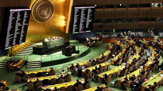 NEW YORK, NEW YORK - APRIL 07: The results of the votes to expel Russia from the U.N. Human Rights Council of members of the United Nations General Assembly is seen on a screen during a continuation of the Eleventh Emergency Special Session on the invasion of Ukraine on April 07, 2022 in New York City. The United Nations General Assembly continued its special session on the invasion of Ukraine and will vote on a draft resolution that would expel Russia from the U.N. Human Rights Council after the discovery of dozens of civilian bodies in the town of Bucha after Russian forces retreated from the town. Michael M. Santiago/Getty Images/AFP
== FOR NEWSPAPERS, INTERNET, TELCOS & TELEVISION USE ONLY ==