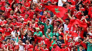 MOSCOW, RUSSIA - June 20: Moroccan fans during the 2018 FIFA World Cup Russia group B match between Portugal and Morocco at Luzhniki Stadium on June 20, 2018 in Moscow, Russia.(Photo by Maddie Meyer/Getty Images)